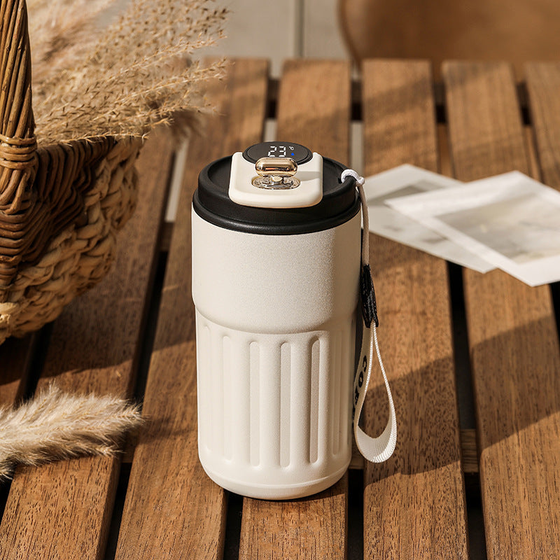 Smart Digital Portable Coffee Mug Stainless Steel Water Bottle In-Car Insulated Cup Keep Cold or Hot