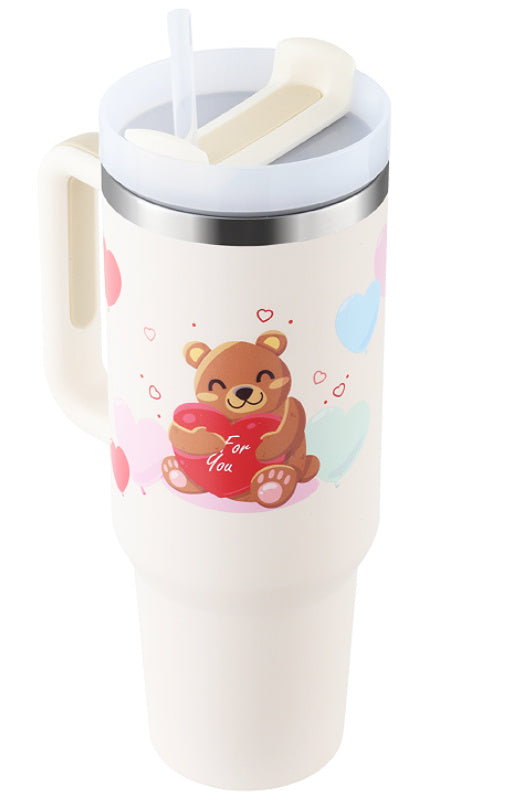 Tumbler with Handle and Straw 30 oz | Flowstate 3-Position Lid | Cup Holder Compatible for Travel | Insulated Stainless Steel Cup | BPA-Free | Cherry Blossom