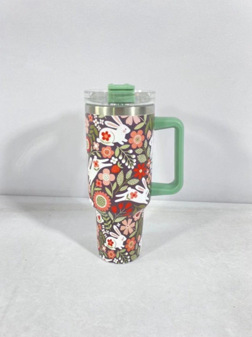 Flip Straw Tumbler with Leakproof Lid | Built-In Straw & Handle | Cupholder Compatible for Travel | Insulated Stainless Steel Cup | BPA-Free