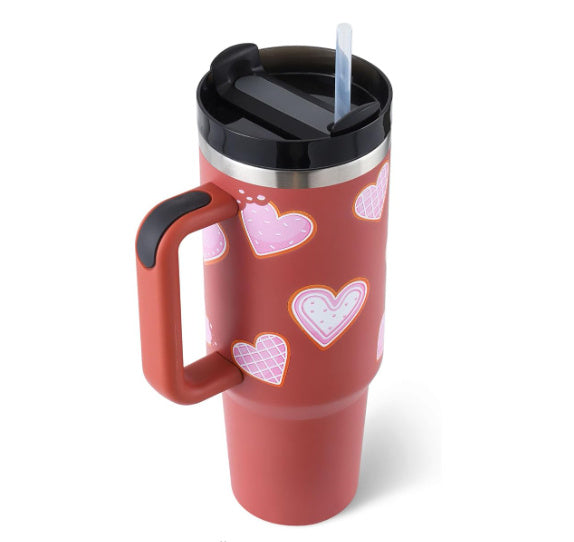 Tumbler with Handle and Straw 30 oz | Flowstate 3-Position Lid | Cup Holder Compatible for Travel | Insulated Stainless Steel Cup | BPA-Free | Cherry Blossom