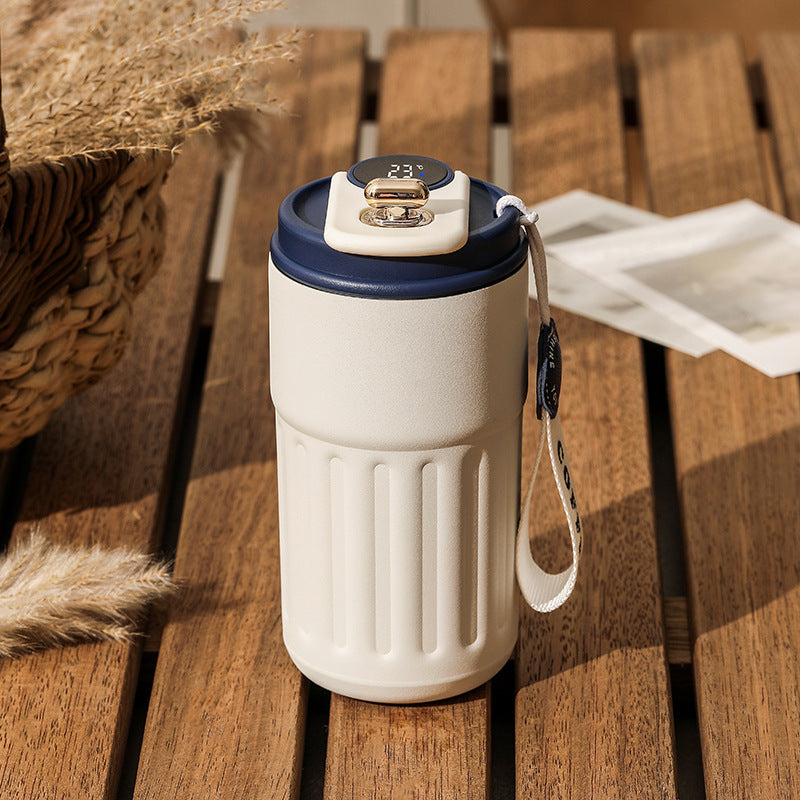 Smart Digital Portable Coffee Mug Stainless Steel Water Bottle In-Car Insulated Cup Keep Cold or Hot