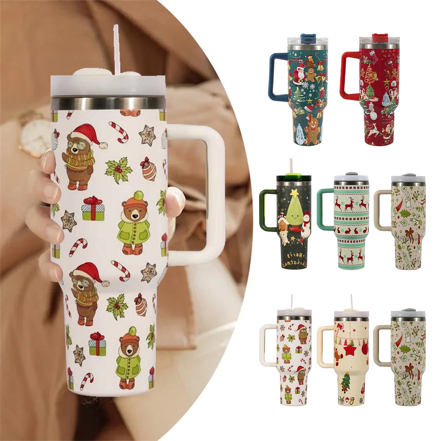 Flip Straw Tumbler with Leakproof Lid | Built-In Straw & Handle | Cupholder Compatible for Travel | Insulated Stainless Steel Cup | BPA-Free