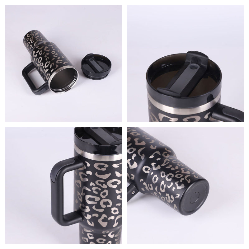 Tumbler with Handle and Straw 30 oz | Flowstate 3-Position Lid | Cup Holder Compatible for Travel | Insulated Stainless Steel Cup | BPA-Free | Cherry Blossom