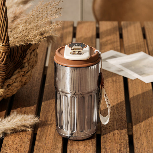Smart Digital Portable Coffee Mug Stainless Steel Water Bottle In-Car Insulated Cup Keep Cold or Hot