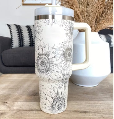 Tumbler with Handle and Straw 30 oz | Flowstate 3-Position Lid | Cup Holder Compatible for Travel | Insulated Stainless Steel Cup | BPA-Free | Cherry Blossom