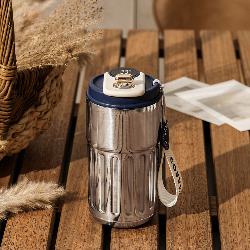 Smart Digital Portable Coffee Mug Stainless Steel Water Bottle In-Car Insulated Cup Keep Cold or Hot